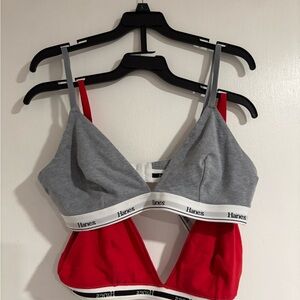 Hanes Red and Gray Bralette Set